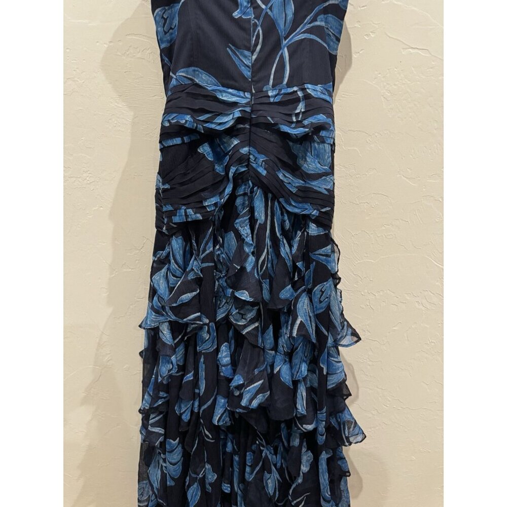 PatBO Nightflower Bustier Floral Indigo Blue Ruffle Maxi Dress Size 6 $1100 - Picture 10 of 12